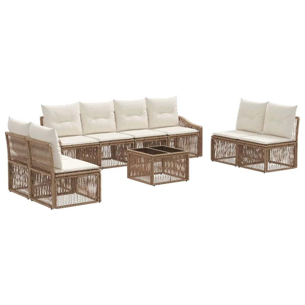 Set Divano da Giardino 9 pcs Beige polyrattan