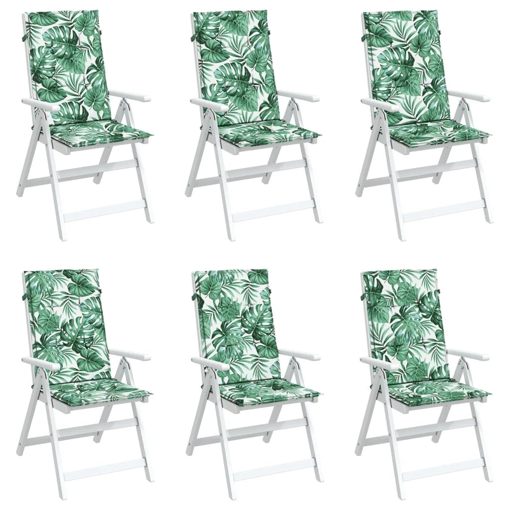Cuscini per Sedia Schienale Alto 6 pz Motivo Foglie in Tessuto 361246