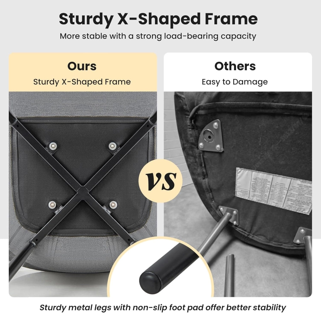 Set di 2 sedie per il tempo libero, set di sedie da pranzo rivestite con gambe in metallo, schienale ergonomico imbottito per sala da pranzo, cucina, patio (grigio)