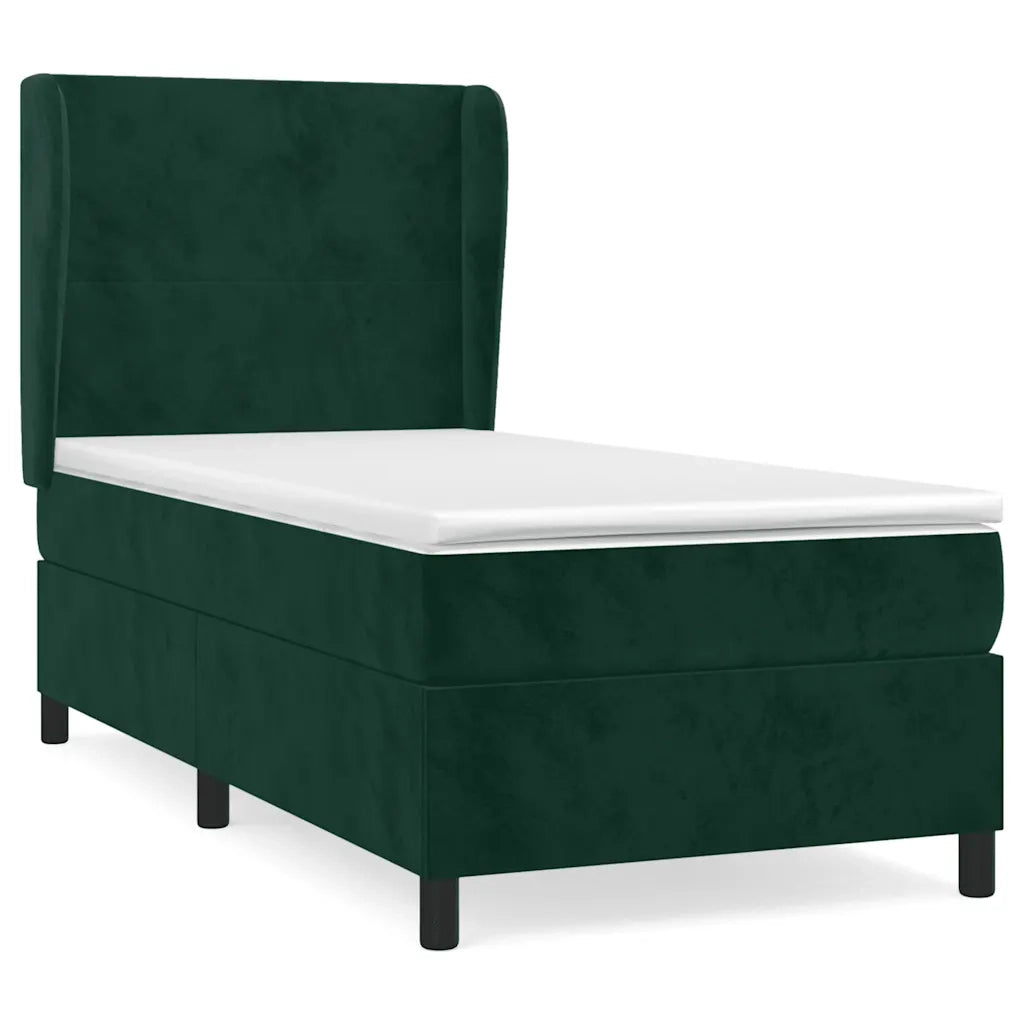 Giroletto a Molle con Materasso Verde Scuro 80x200 cm Velluto 3129060