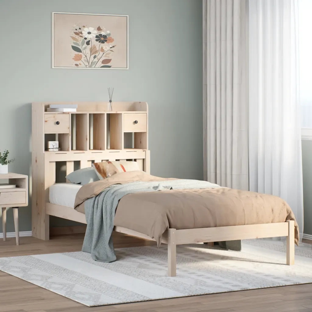 vidaXL Giroletto con Libreria senza Materasso 75x190 cm in Legno Pino