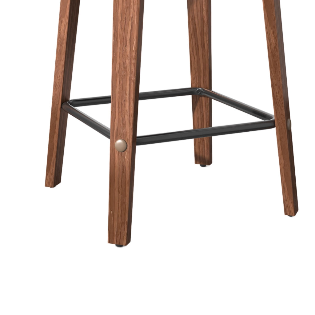Sgabello da bar girevole - con schienale ergonomico e seduta imbottita - nero noce