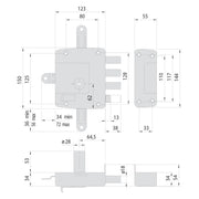 SERRATURA DA APPLICARE TRIPLICE PER LEGNO ART. 571 E 60 Dx  - CISA