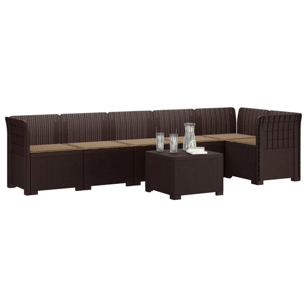 Divano da Giardino 6 Posti con Cuscini Aspetto Rattan PP 3444112