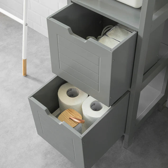 Mobile Bagno Colonna mobiletto Bagno salvaspazio Grigio L30*P30*A90 cm Grigio Scuro FRG127-SG