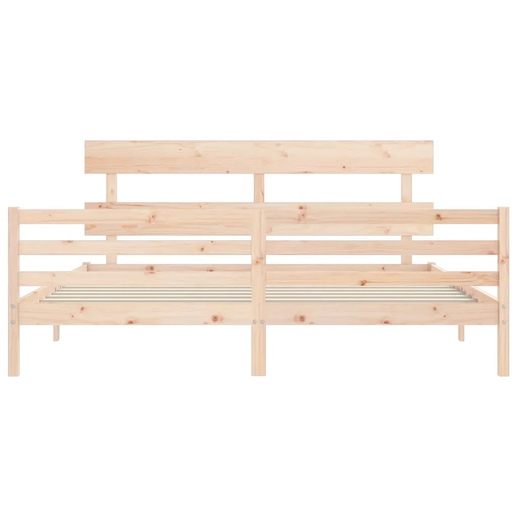 Giroletto con Testiera-Struttura Letto con testiera 200x200 cm in Legno Massello 622312