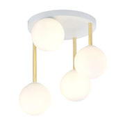 Lampada a sospensione Dolce in acciaio bianco con dettagli oro