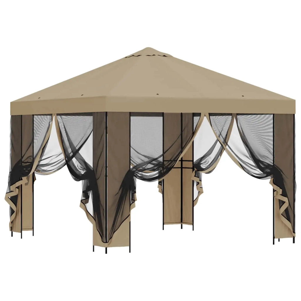 Gazebo | Pergolato da giardino con pareti laterali 3 x 3 m Beige