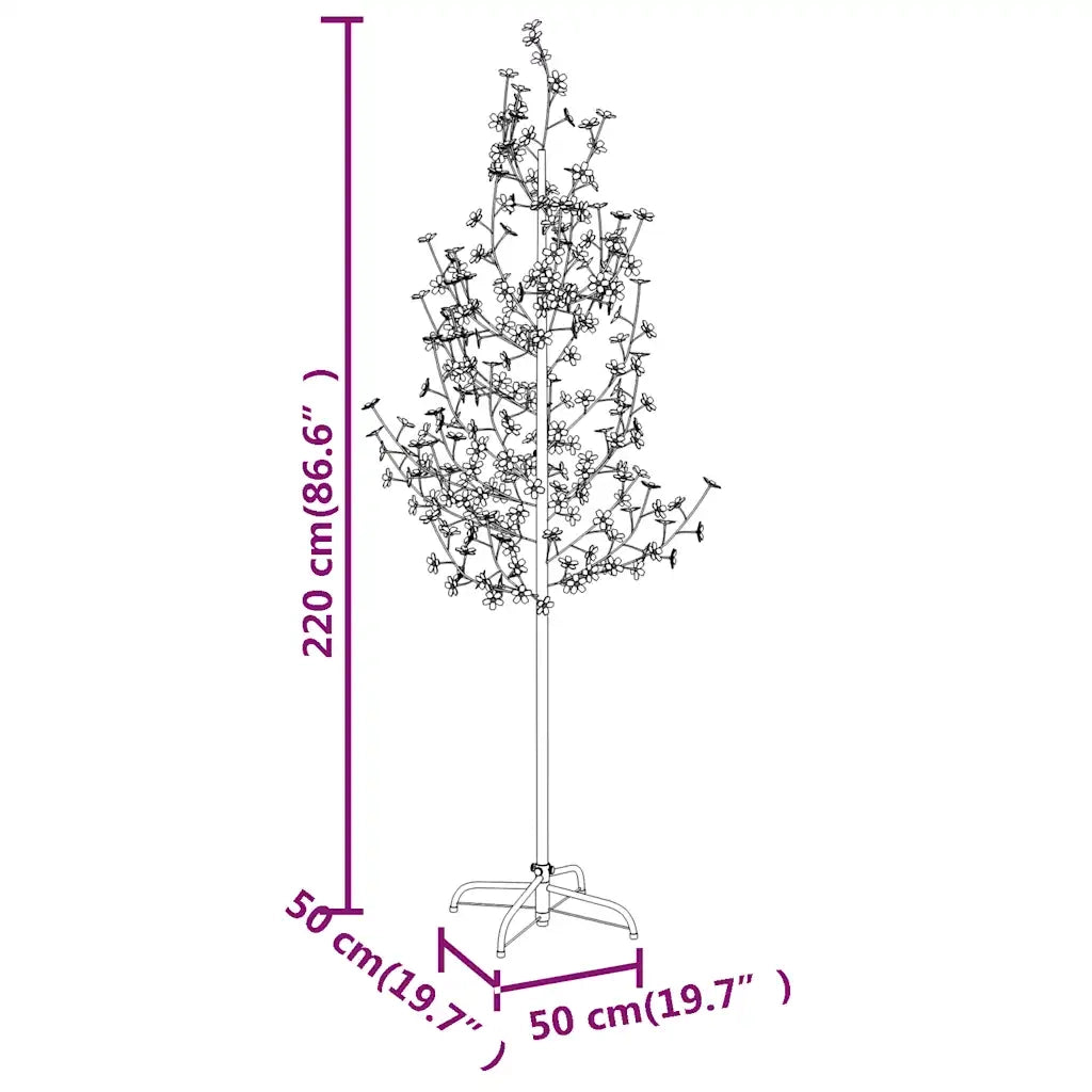 Albero di Ciliegio con 220 LED Bianco Caldo 220 cm 345133