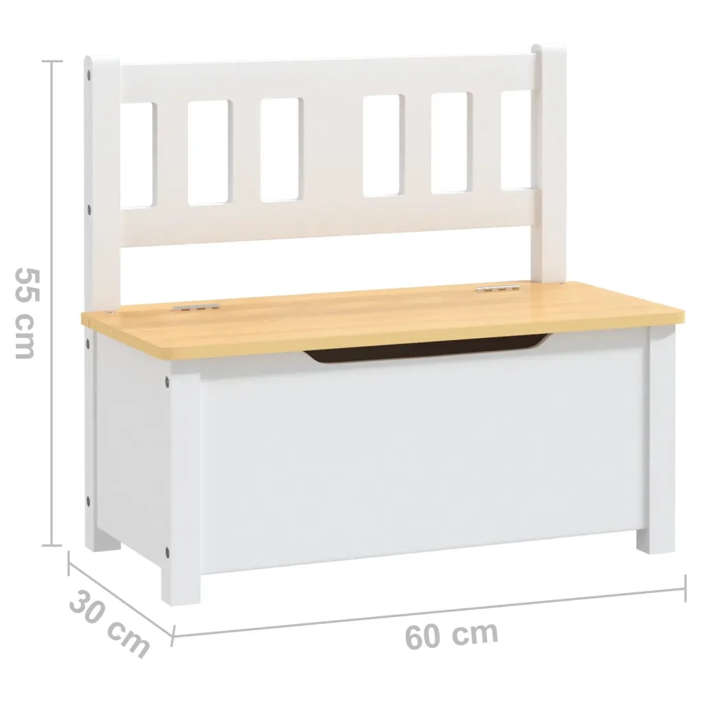 Cassapanca per Bambini Bianca e Beige 60x30x55 cm in MDF CFW9962976