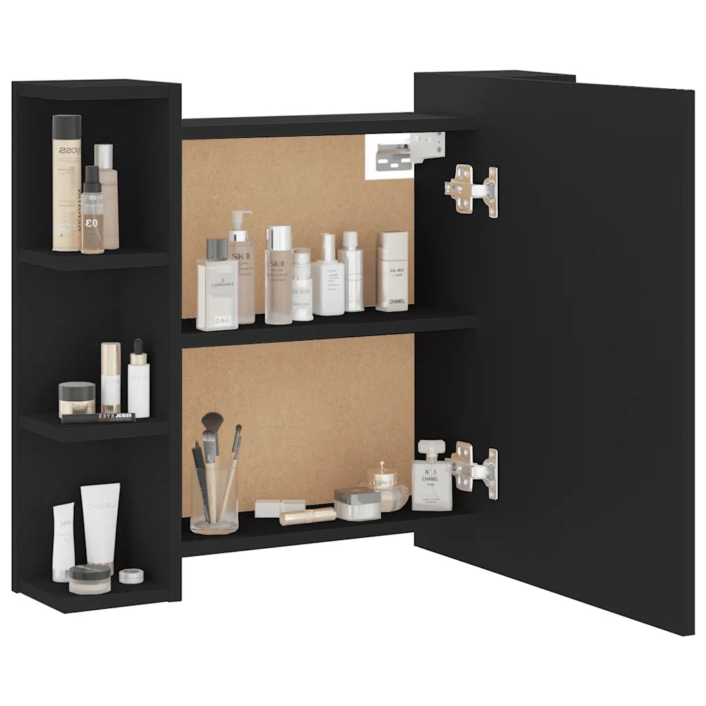 Mobile a Specchio con LED-Armadietto a Specchio Nero 70x16,5x60 cm