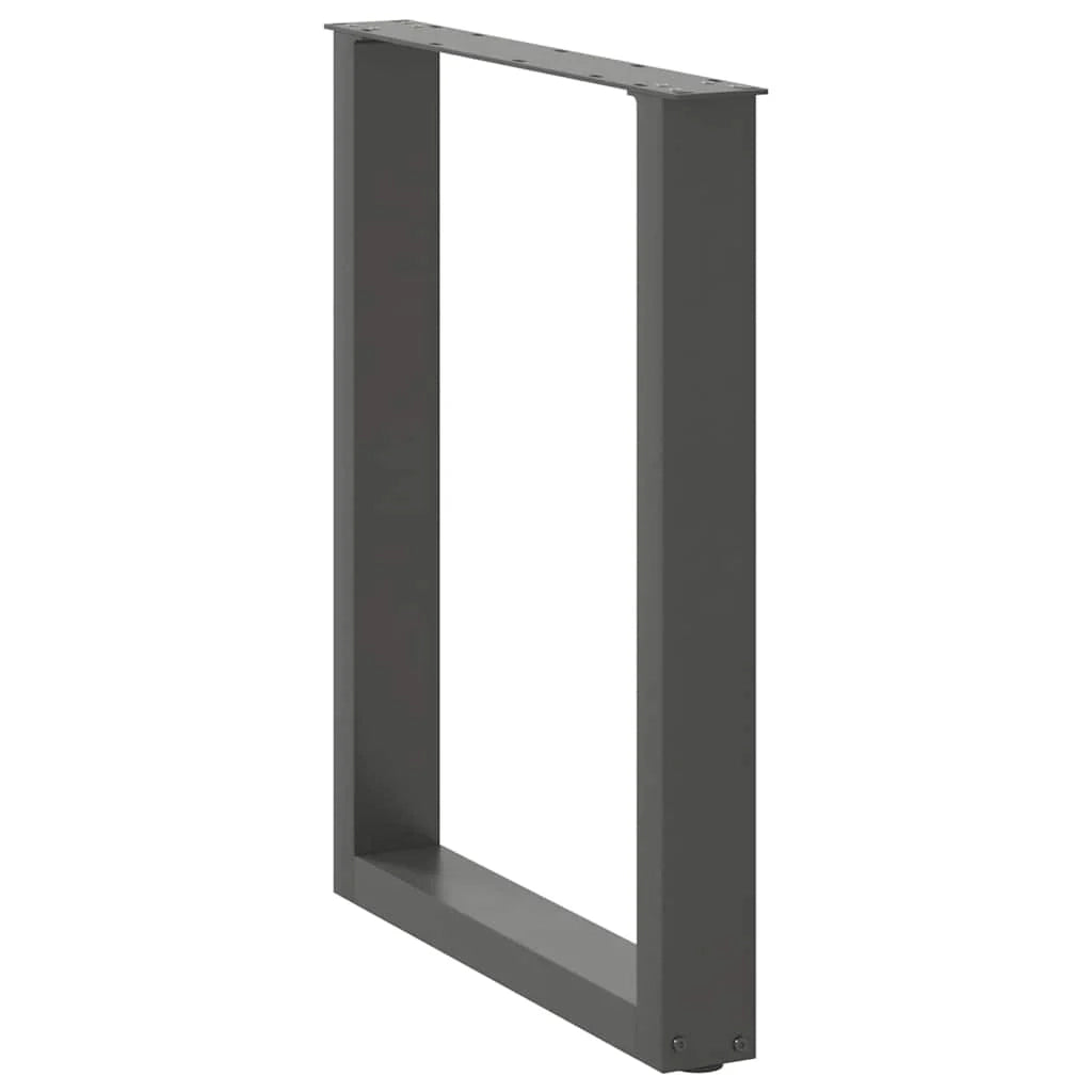 Set di 2 gambe per tavolo da pranzo a forma di U 70 x 72-73 cm con piedini regolabili design moderno in acciaio antracite 02_0057426