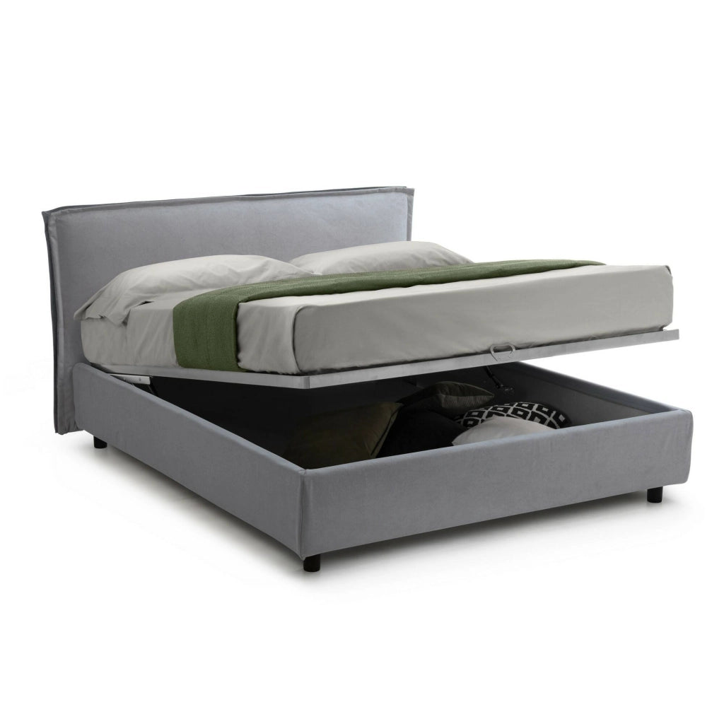 Letto Matrimoniale Brunate, Letto Matrimoniale Materasso Incluso Made in Italy, Grigio
