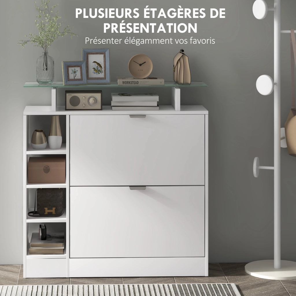 Scarpiera con 2 ante ribaltabili e ripiani regolabili ¨C Xylo ¨C Bianco 89x25x92 cm