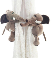 Veloce sistema di sostegno per tende con animali cartoni, 2 pezzi, con anelli elastici e nodi, decorazione per la camera dei bambini