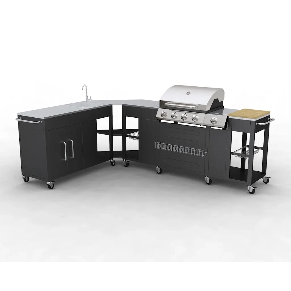 Barbecue a gas Montana, cucina portabile 4 bruciatori +1 cod mxl 47793