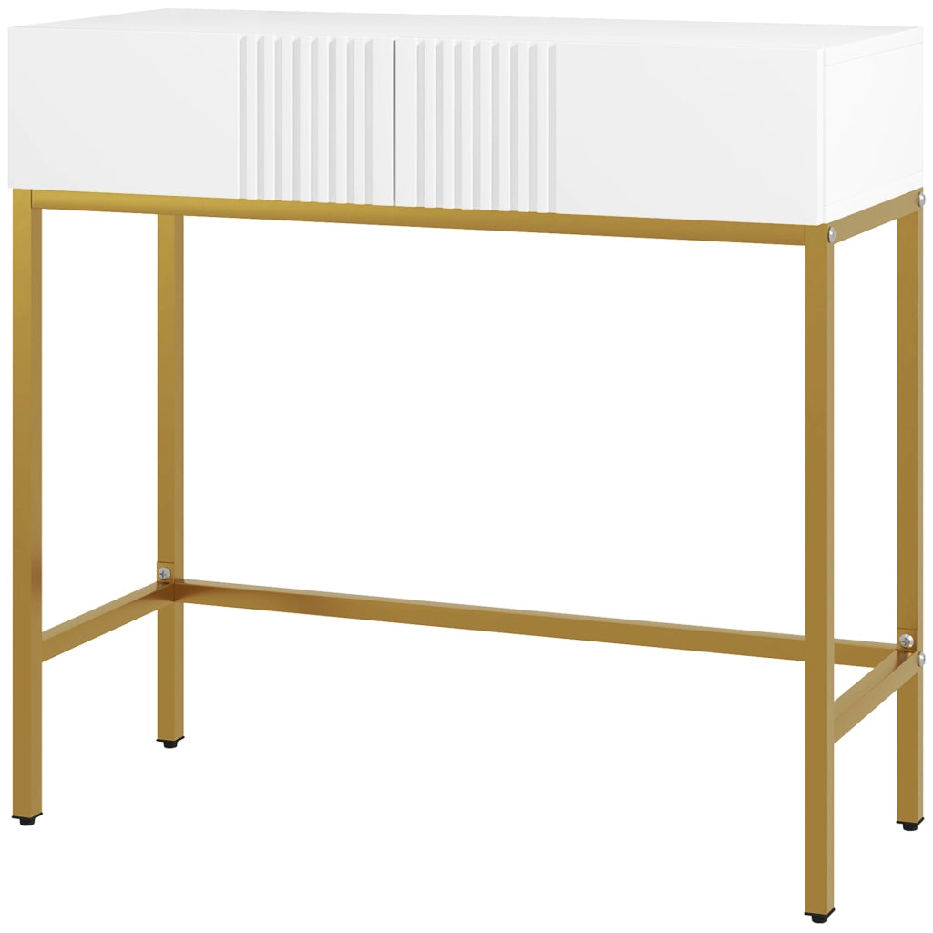 Consolle con cassetti e gambe in acciaio ¨C zephmum ¨C Bianco 80x31,5x75 cm