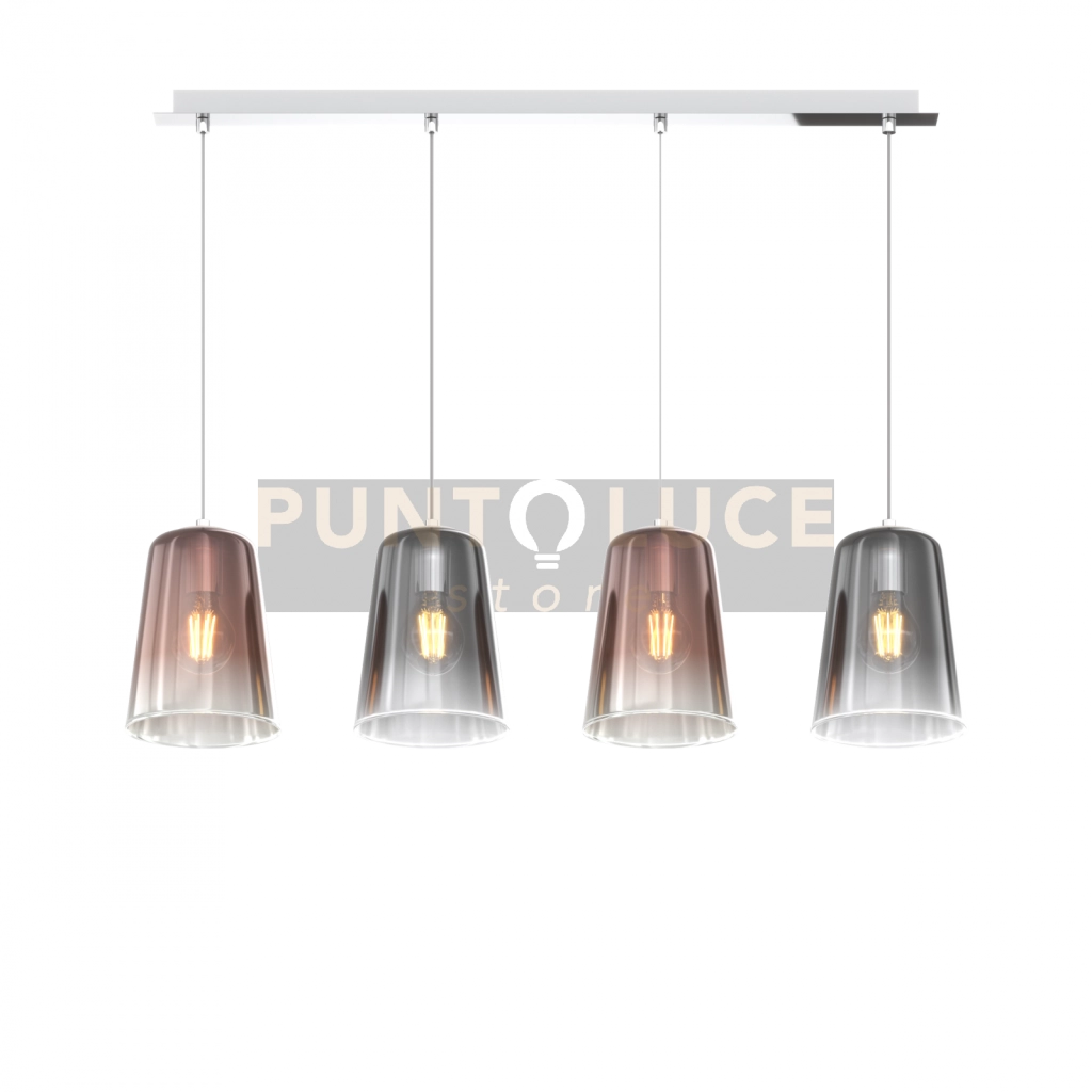 SOSPENSIONE CROMO RETTANGOLARE 4 LUCI (2 RA + 2 CR) 1164CR-S4 R-RC