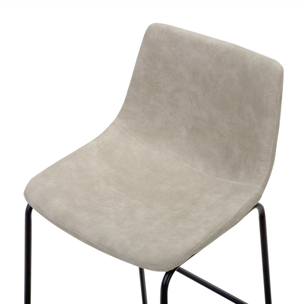 Set di 2 sgabelli da bar rivestimento in tessuto beige gambe in metallo Nero poggiapiedi industriale