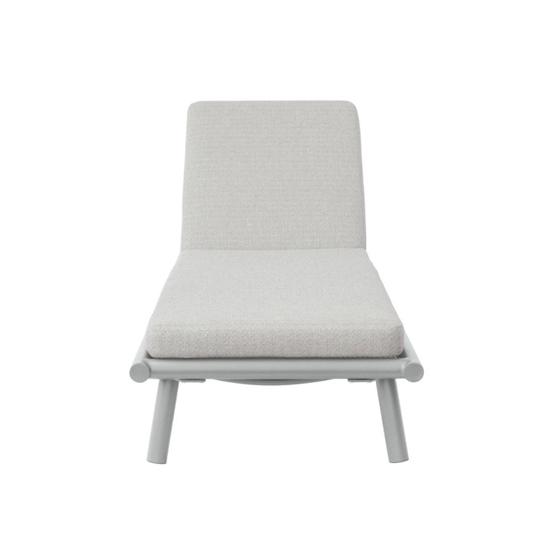 Lettino Taormina Alluminio Creta E Cuscino Idrorepellente Beige Moia