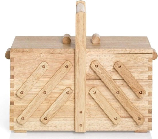 Naaidoos con pannelli di legno chiaro con molteplici spazi di stoccaggio - Beige e marrone