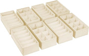 Organizzatore di carico per armadio - 8 pezzi Organizzatore di abbigliamento, 30 x 15 x 9 cm per organizzatore di Pax, abbigliamento per bambini, calze, beige