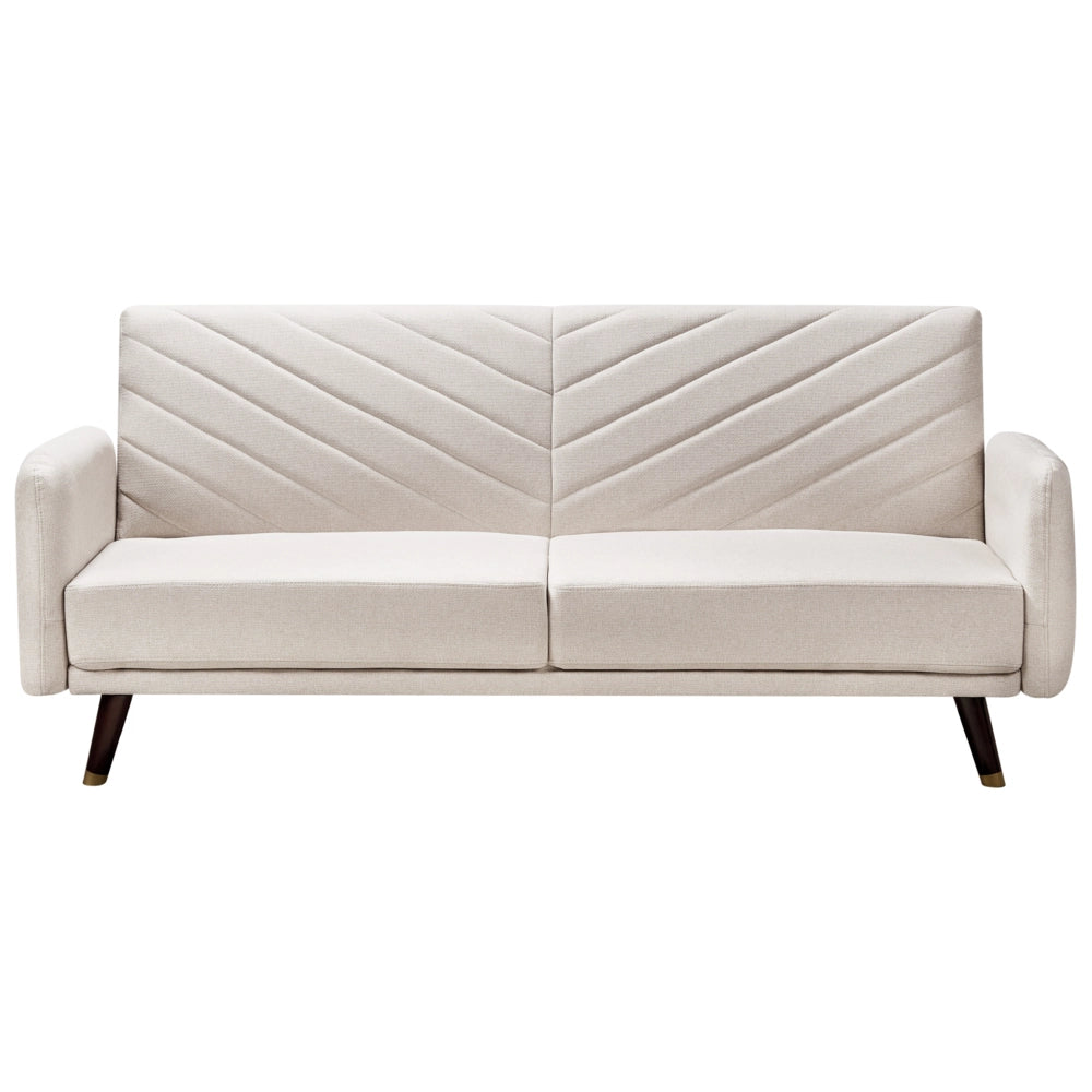 Divano letto beige chiaro in tessuto di finto lino Soggiorno moderno 3 posti Gambe in legno Braccio a binario