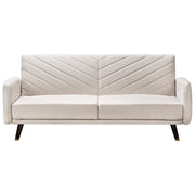 Divano letto beige chiaro in tessuto di finto lino Soggiorno moderno 3 posti Gambe in legno Braccio a binario