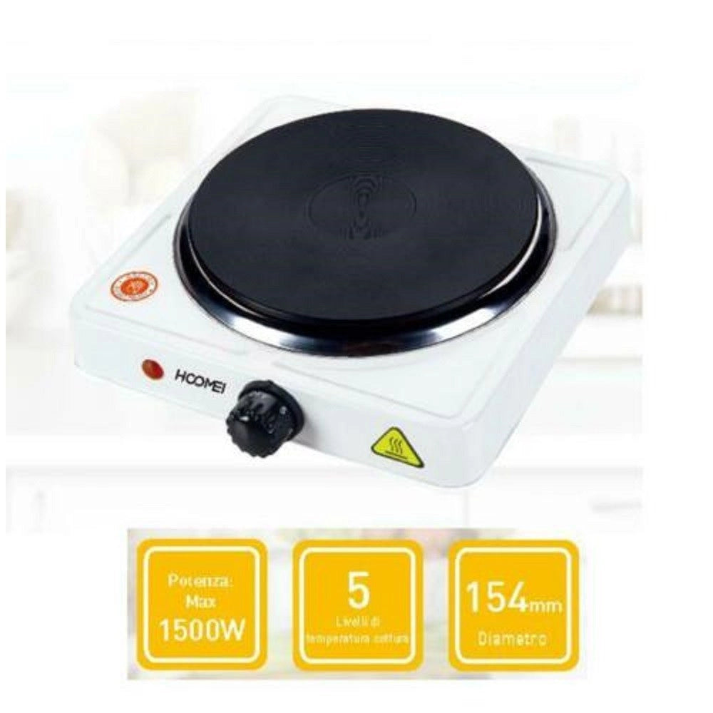 Trade Shop - Piastra Elettrica Singola 1500 Watt Fornello Fornellino Elettrico Regolabile -