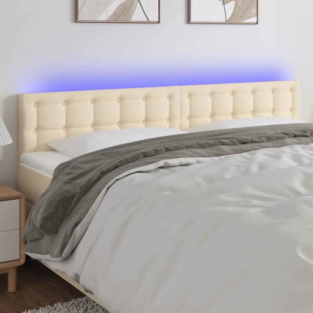 Testiera a LED-Testata con LED Crema 200x5x78/88 cm in Tessuto 664328