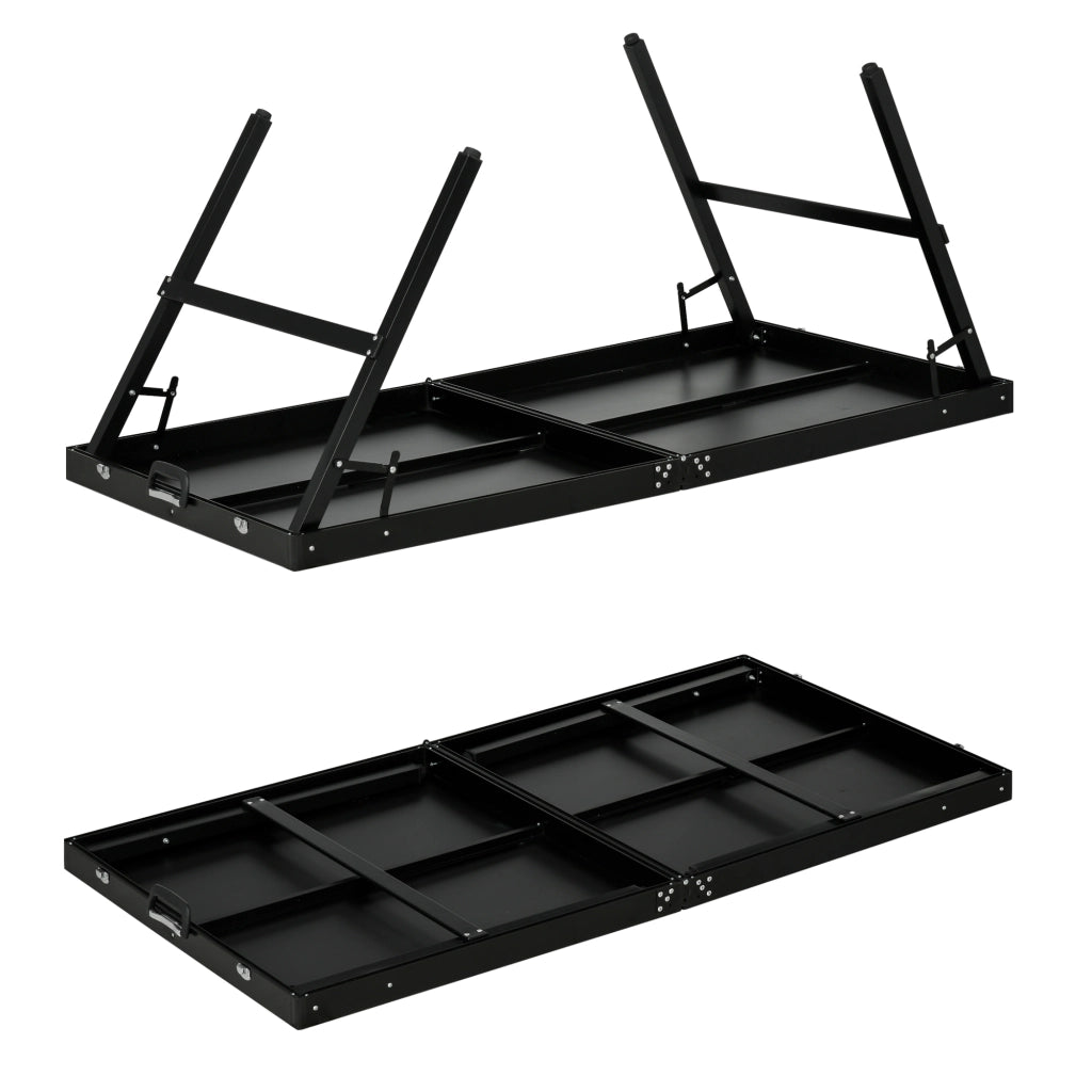 Tavolo Ping Pong Pieghevole 152x76x72 cm con Maniglia da Trasporto in Alluminio e Legno Nero