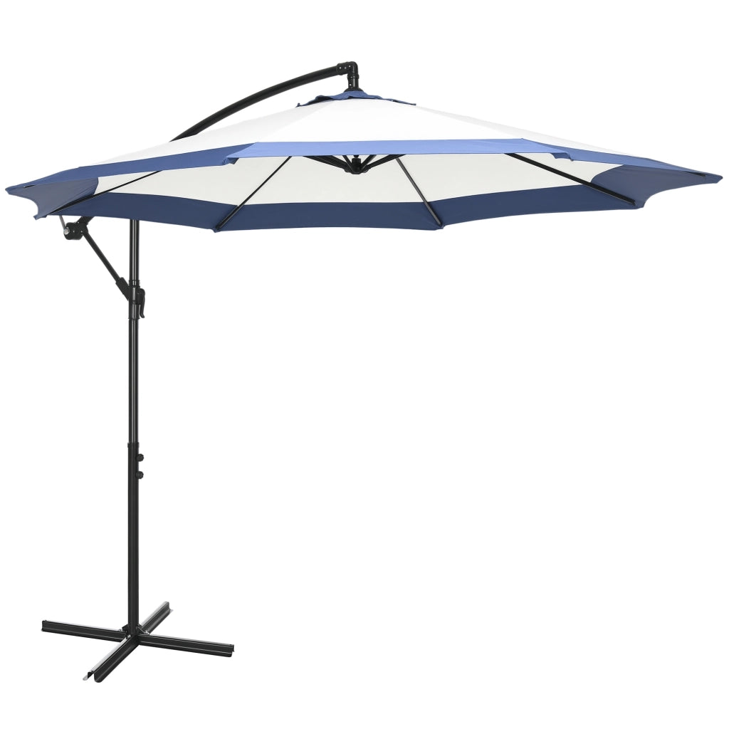 Ombrellone da Giardino ¨C Zephmum ¨C Blu Scuro e Crema, ?3x2 m