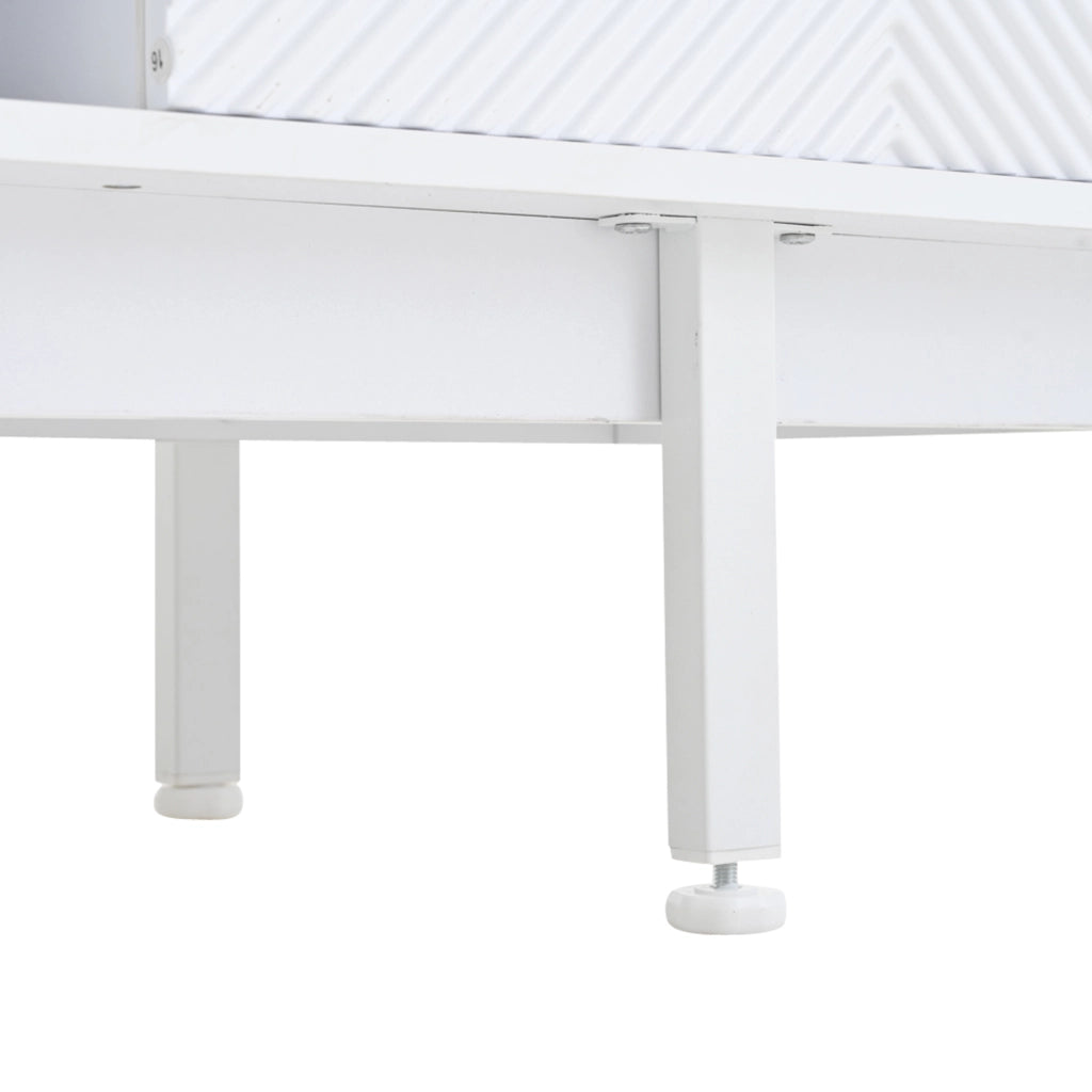 Mobile porta TV moderno con 2 ante e 2 cassetti in truciolare e vetro temperato bianco 200 × 40 × 50,5 cm