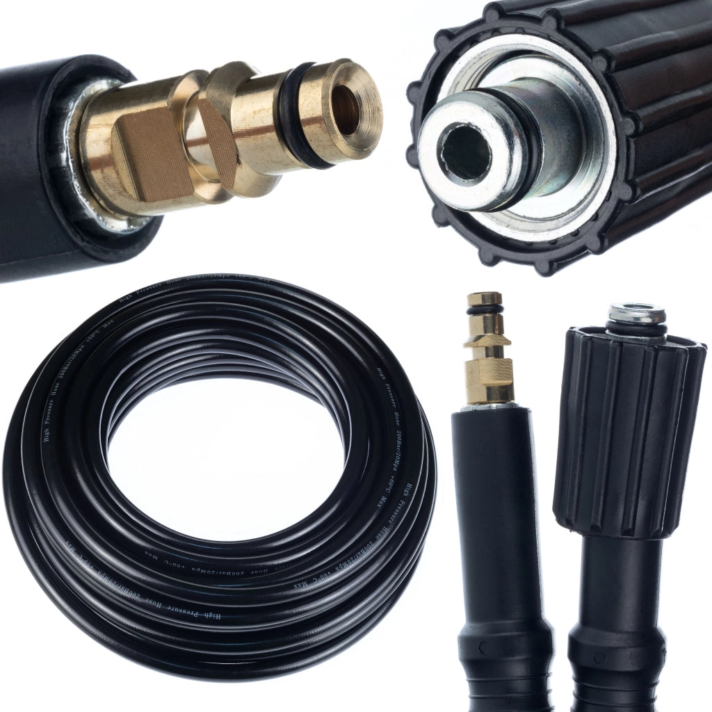 Tubo Alta Pressione 15m – Click Connect, Nylon, PVC | Max 200 Bar, 60°C | Compatibile con Idropulitrice Kärcher K2–K7