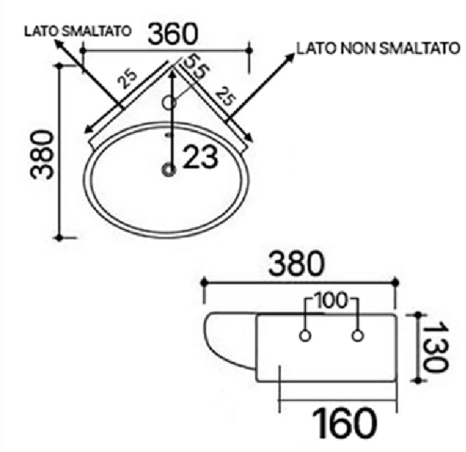 Lavabo sospeso ad angolo 38x36 cm modello LN57 - Bianco