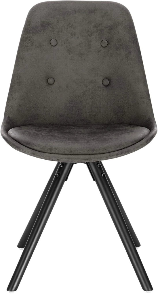 Set di 4 Sedie da Pranzo Stile Retrò Seduta Imbottita con Schienale Senza Braccioli in Tessuto Antracite BH268an-4