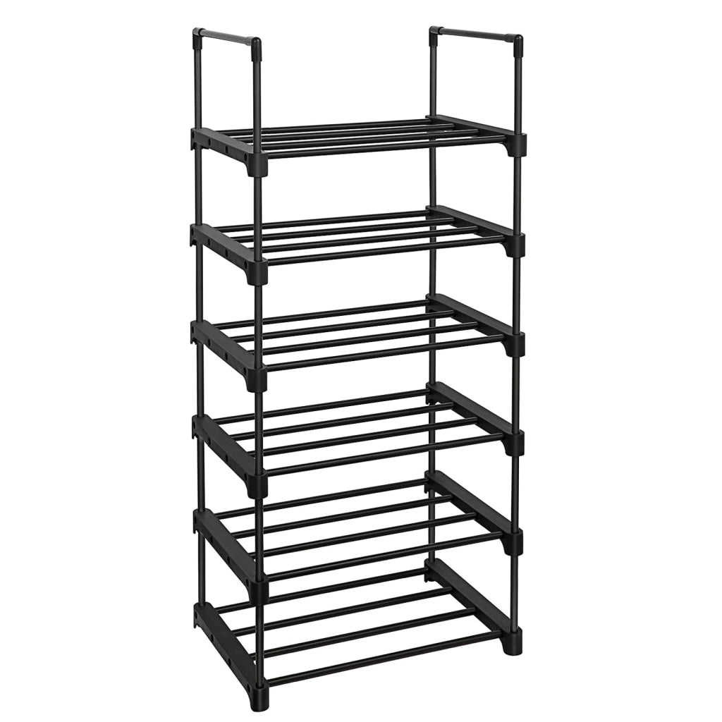 Scarpiera Valora in metallo nero a 6 ripiani in stile loft | moderna | metallo resistente