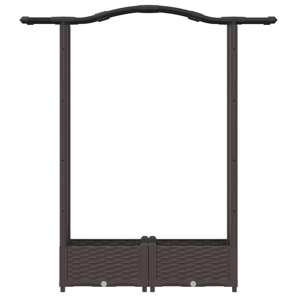 Letto Rialzato con Griglia e Tetto Marrone 124 x 40 x 125 cm PP 42032503