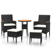 Set Salotto da Giardino 5 pz | Set di Mobili da Esterno in Polyrattan Nero