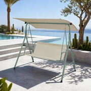 Dondolo da Giardino Satten a 3 Posti con Tettuccio Parasole 173x119x153 cm - Verde Chiaro / Beige [en.casa]