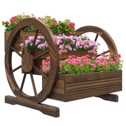 Carriola Giardino 3 Ripiani Legno con Ruote ¨C Zephmum ¨C Marrone 62x61x57cm