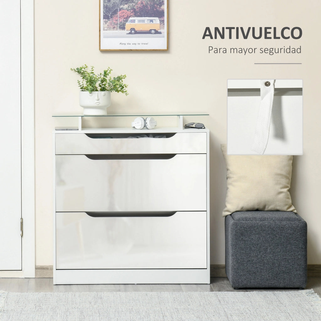 Scarpiera Stretto 2 Ante con Cassetto e Ripiano ¨C zephmum ¨C 89x23x96 Bianco