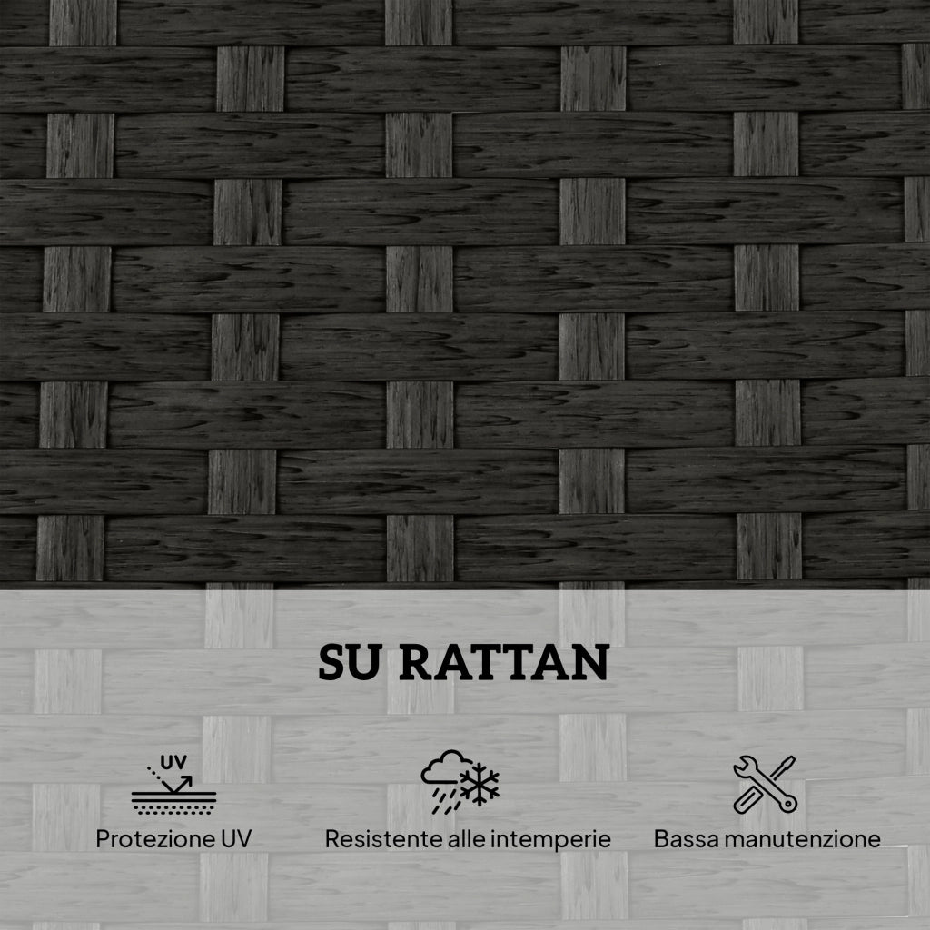 Set 2 Sdraio da Giardino 184x60x22 cm con Tavolino Laterale e Schienale Regolabile in Rattan Grigio Scuro