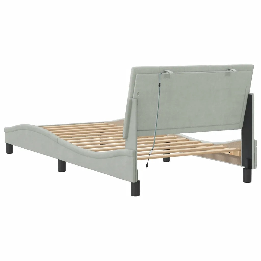 Giroletto con LED senza Materasso Hanko Grigio Chiaro 100x200 cm in Velluto 3213763