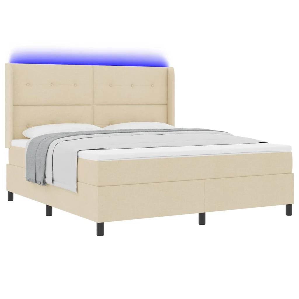 Letto a Sorgente LED con materasso Crema 180 x 200 cm Tessuto 3343523