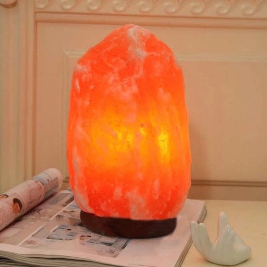 Lampada da Notte in Pietra Himalaya - circa 11cm con Base in Legno Classico