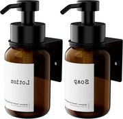 Dispensatore di Sapone in Vetro Moderno da Parete da 250 ml - Adesivo o Foratura - Sapone per Mani Shampoo Detersivo da Cucina