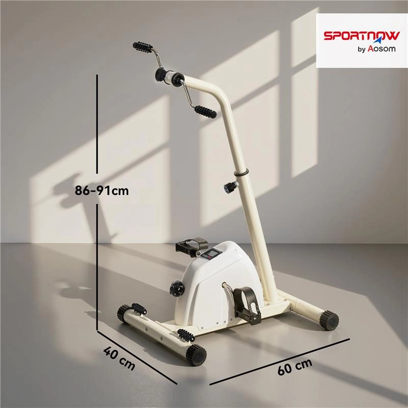 CYCLETTE PER RIABILITAZIONE BRACCIA E GAMBE CON ALTEZZA E RESISTENZA REGOLABILI, DISPLAY LCD, BIANCO