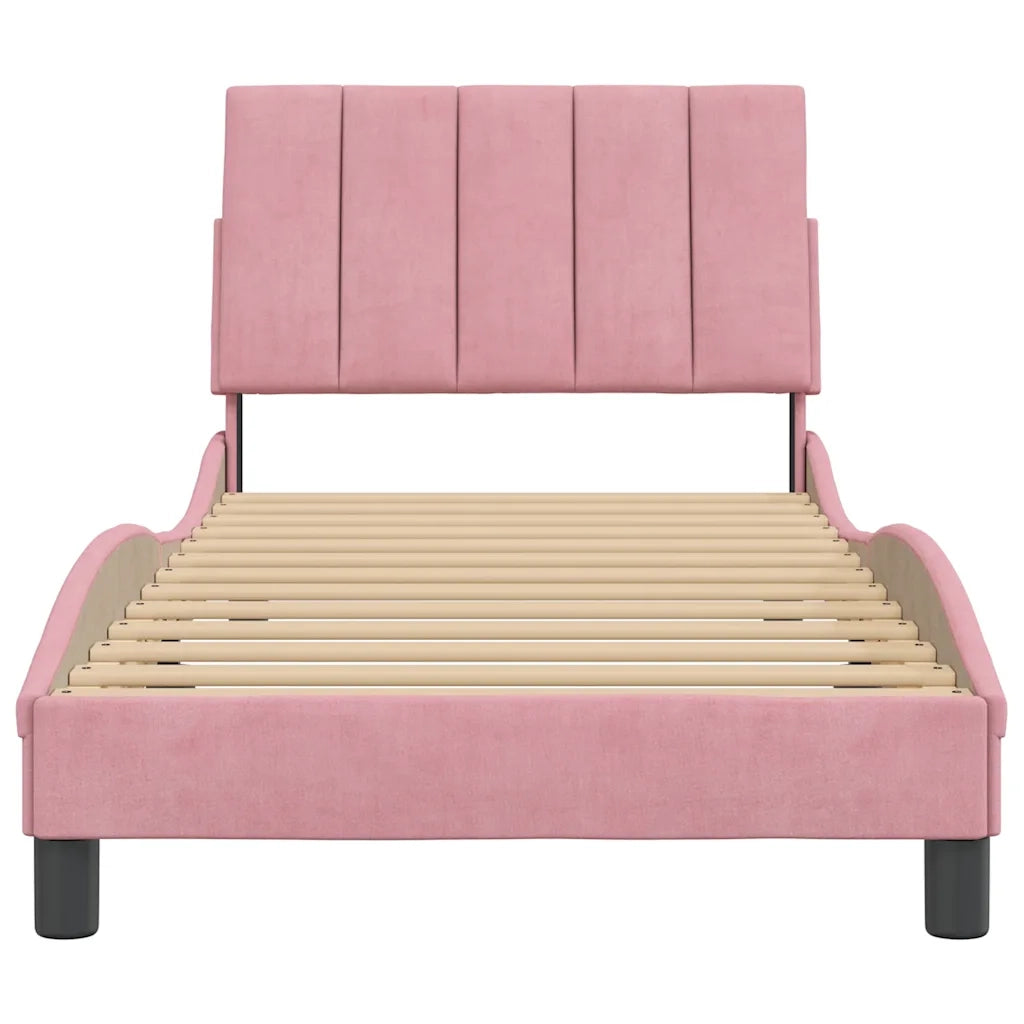Giroletto senza Materasso-Struttura Letto Hanko Rosa 90x190 cm in Velluto