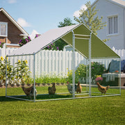 Pollaio in Metallo 3×1;5×2 m; Recinto per Galline da Esterno con Telo Impermeabile UV; Porta con Serratura e Rete Protettiva